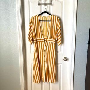 Mustard color stripe dress